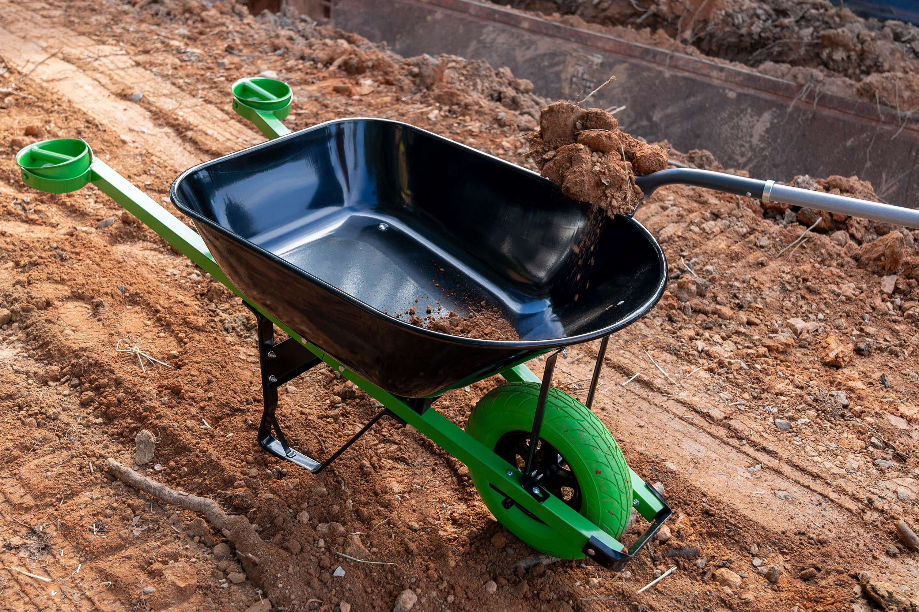 🔥Spring Fresh Sale 🎁 Nontional-Motion Tools 6-cu ft 1 Wheel Steel Push Wheelbarrow Flat-Free Tire