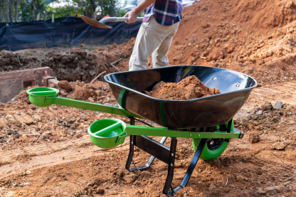 🔥Spring Fresh Sale 🎁 Nontional-Motion Tools 6-cu ft 1 Wheel Steel Push Wheelbarrow Flat-Free Tire