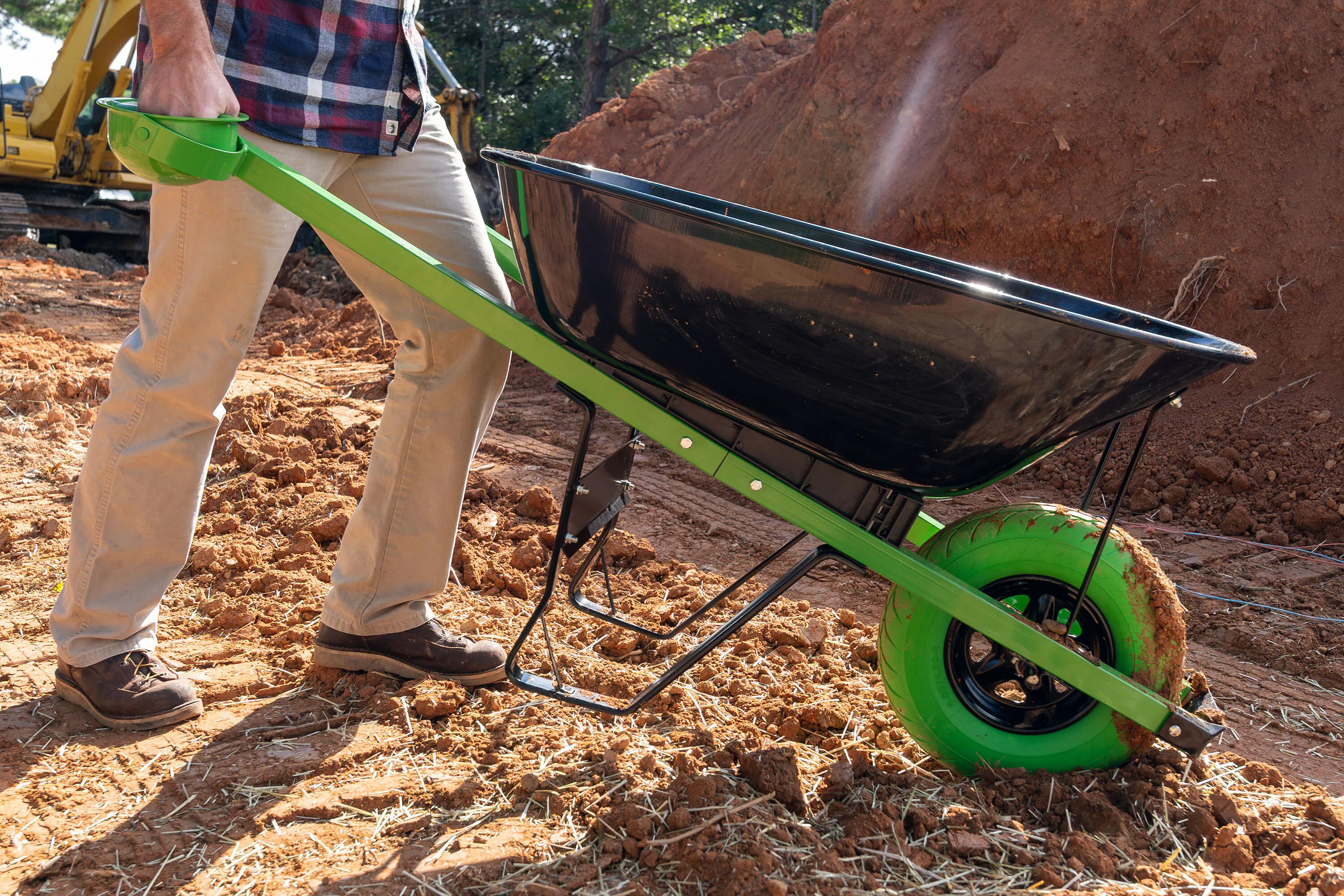 🔥Spring Fresh Sale 🎁 Nontional-Motion Tools 6-cu ft 1 Wheel Steel Push Wheelbarrow Flat-Free Tire