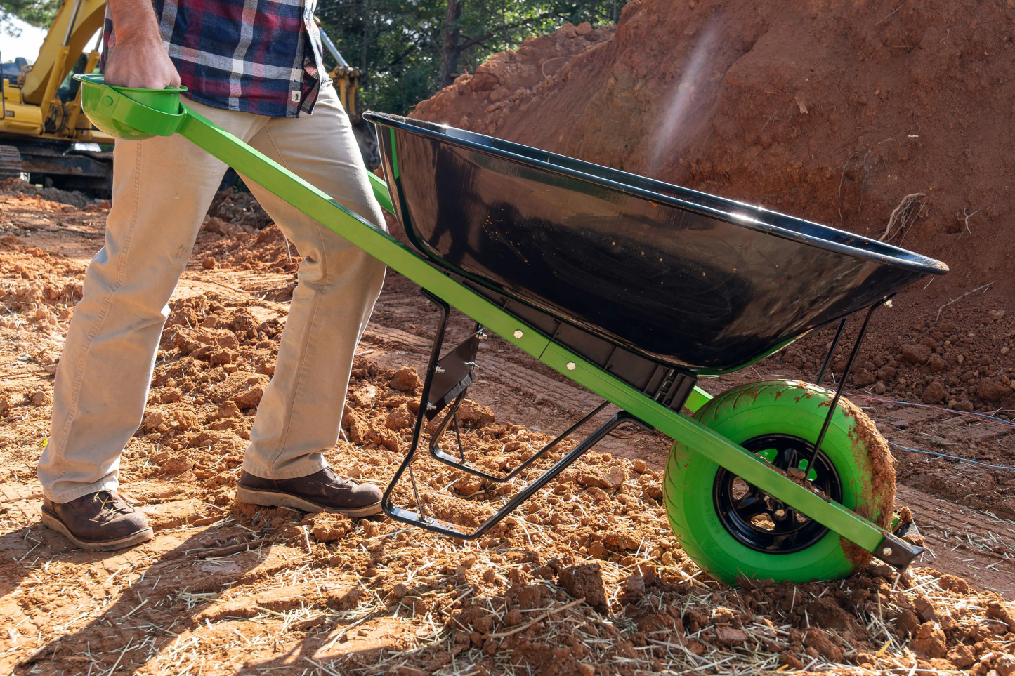 🔥Spring Fresh Sale 🎁 Nontional-Motion Tools 6-cu ft 1 Wheel Steel Push Wheelbarrow Flat-Free Tire