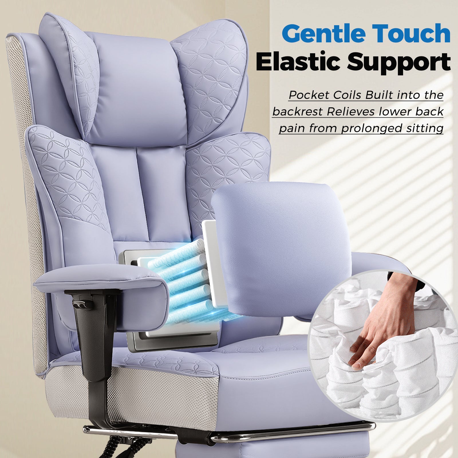 Upgraded Big and Tall Office Chair 400LBS with Pillow, Adjustable Armrest CH510