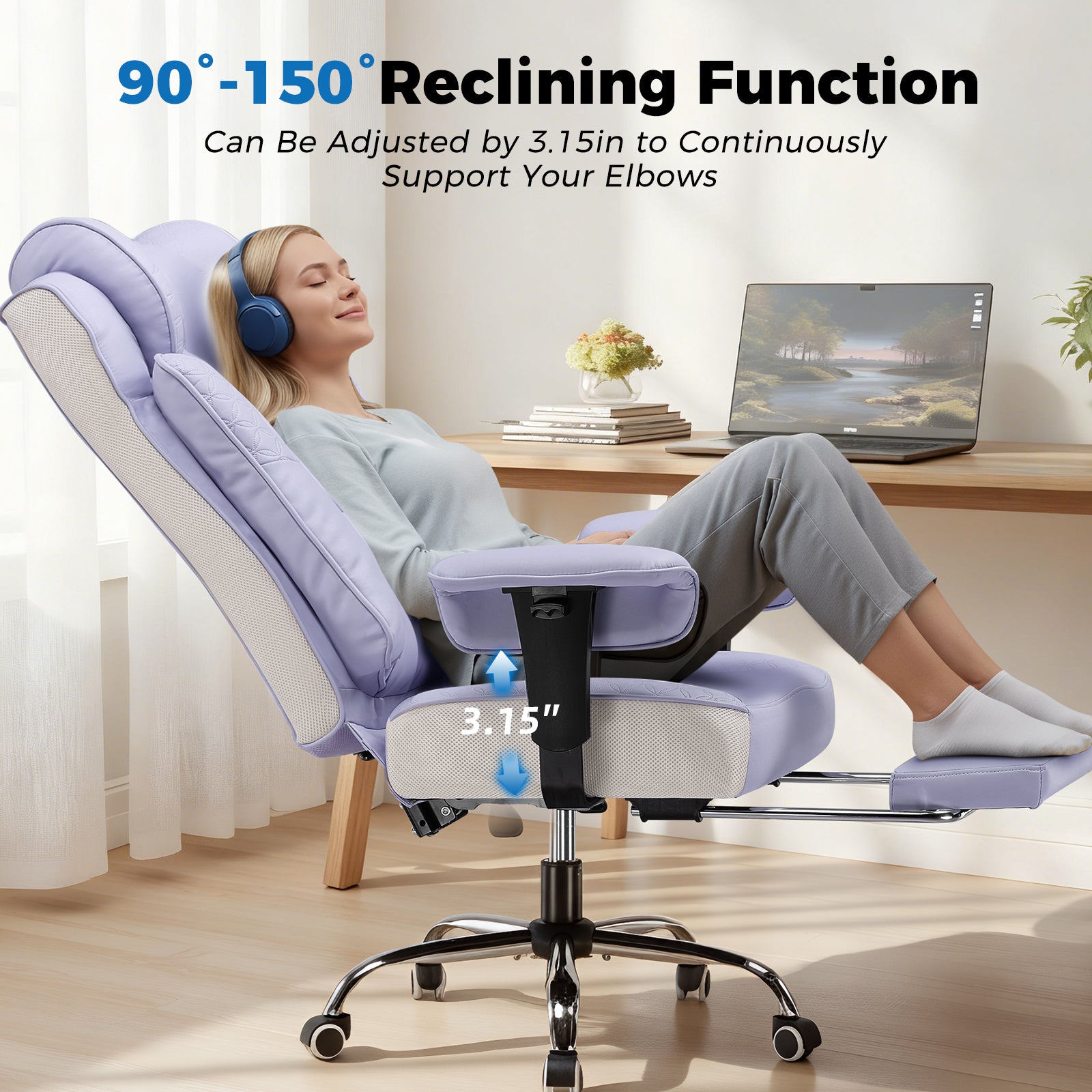 Upgraded Big and Tall Office Chair 400LBS with Pillow, Adjustable Armrest CH510