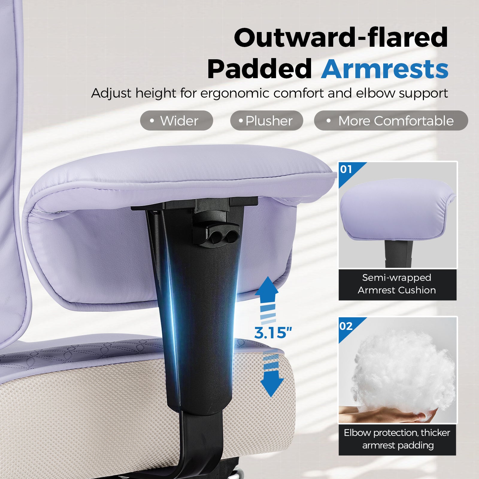 Upgraded Big and Tall Office Chair 400LBS with Pillow, Adjustable Armrest CH510