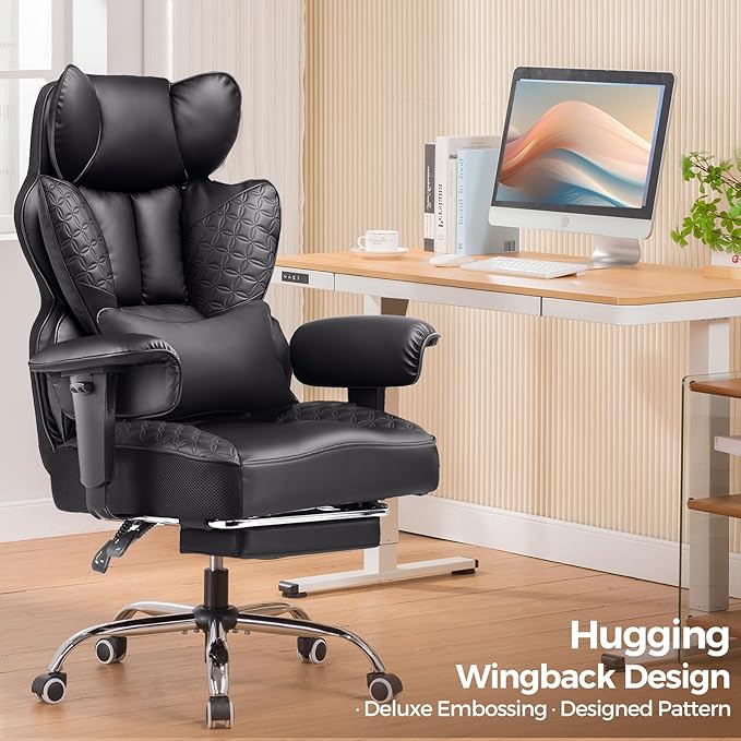 Upgraded Big and Tall Office Chair 400LBS with Pillow, Adjustable Armrest CH510