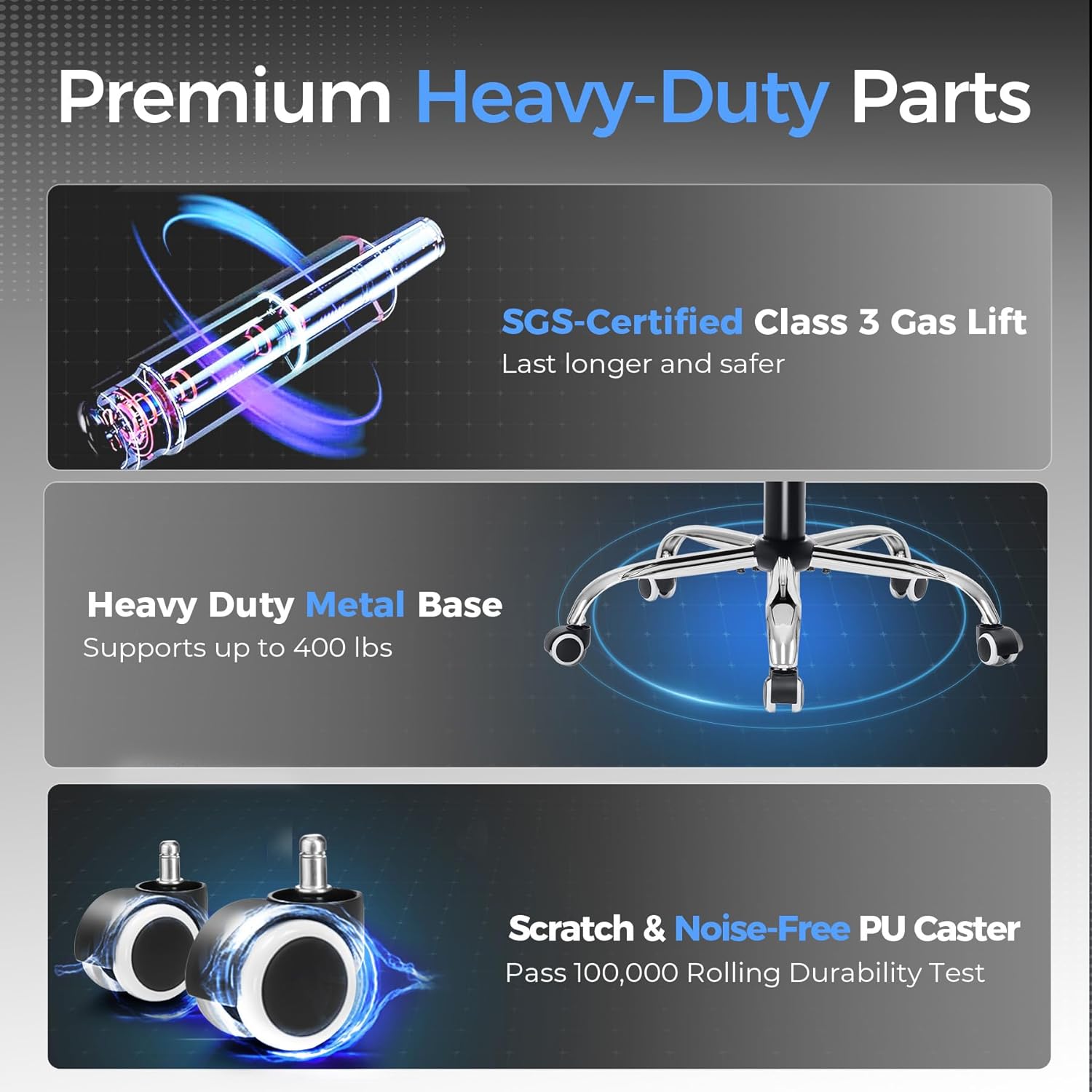 Upgraded Big and Tall Office Chair 400LBS with Pillow, Adjustable Armrest CH510