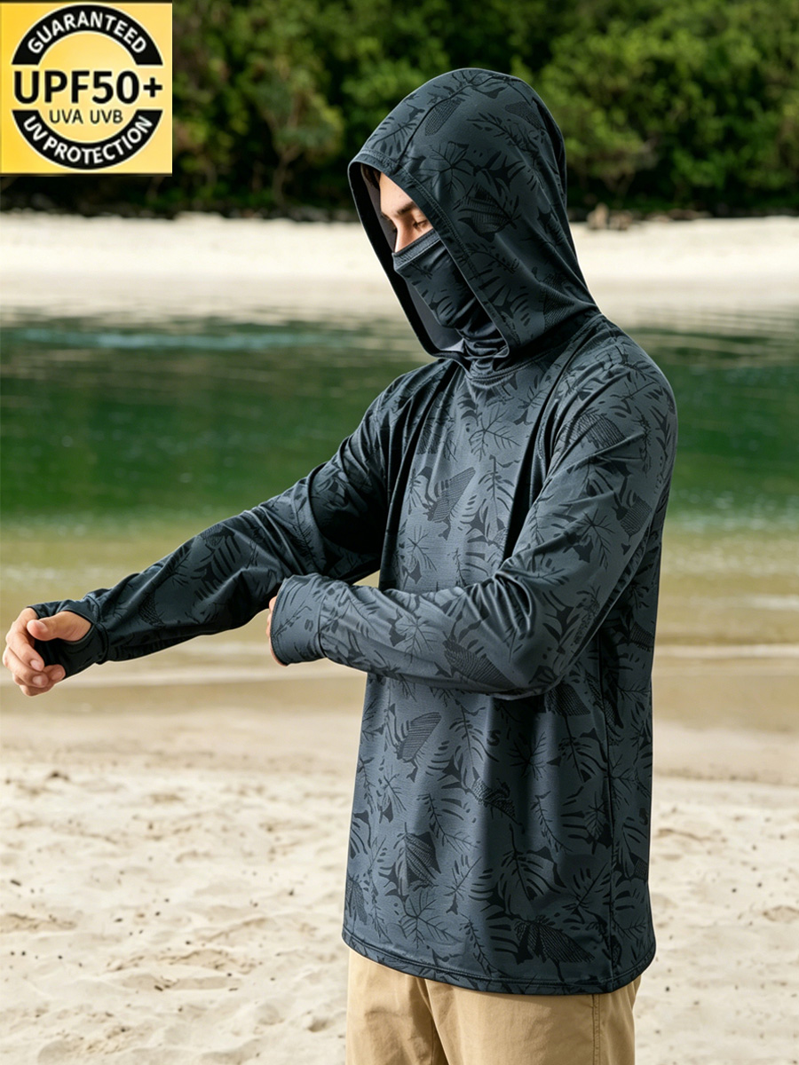 Men's UPF 50+ Floral Print Fishing and Hiking Sun Protection Clothing