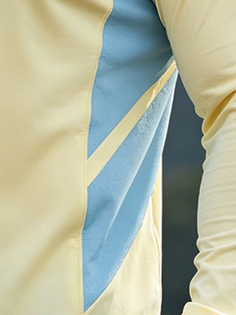 Men's Outdoor Sun Protection Breathable Cool Mask Light Yellow and Blue Mountain Logo Hooded Sun Protection Long Sleeve Top-SunSeaUp