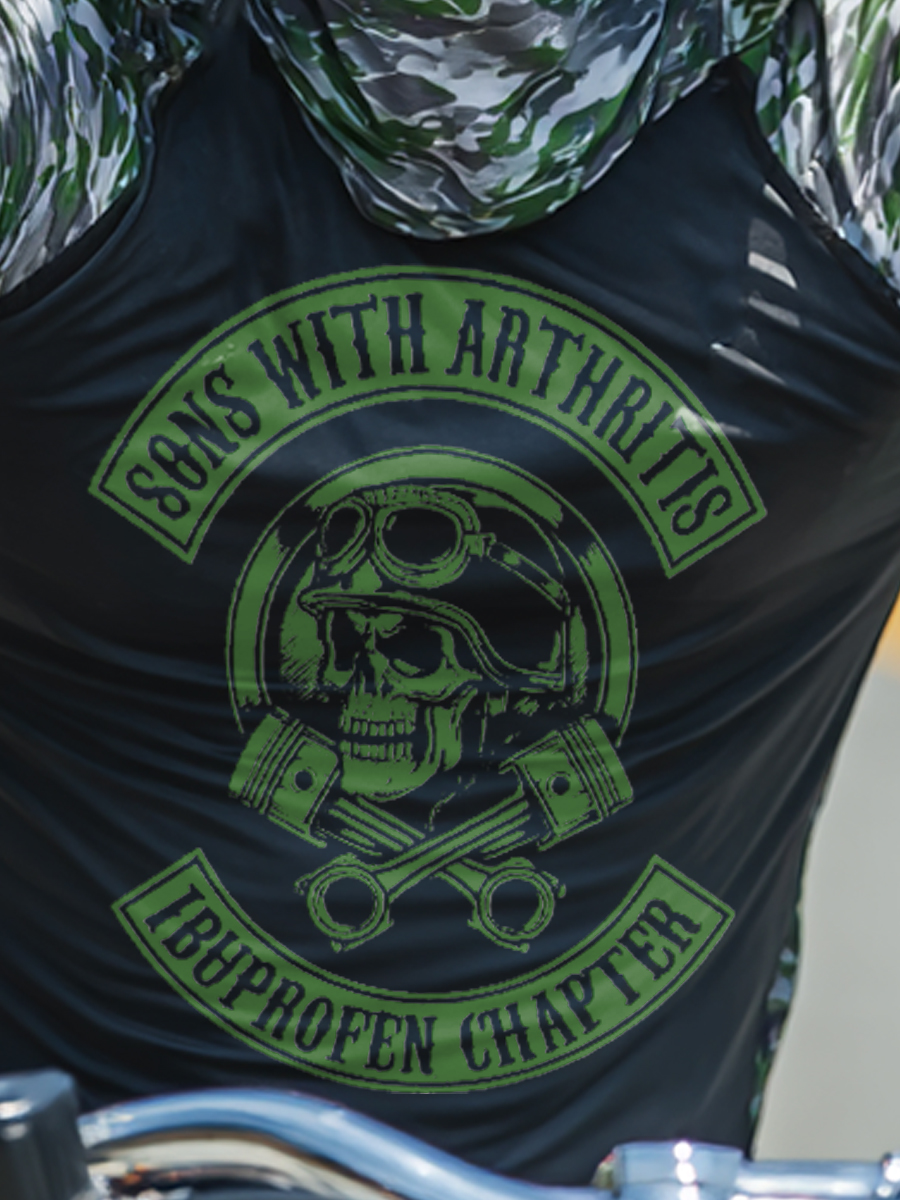 Men's "Sons With Arthritis Ibuprofen Chapter" Slogan Print Sun Protection Cycling Hoodie