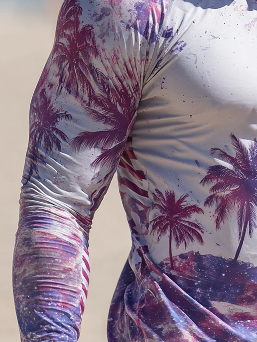 Men's Ultra-Cool Purple-Pink Palm Tree Sun Hoodie-SunSeaUp