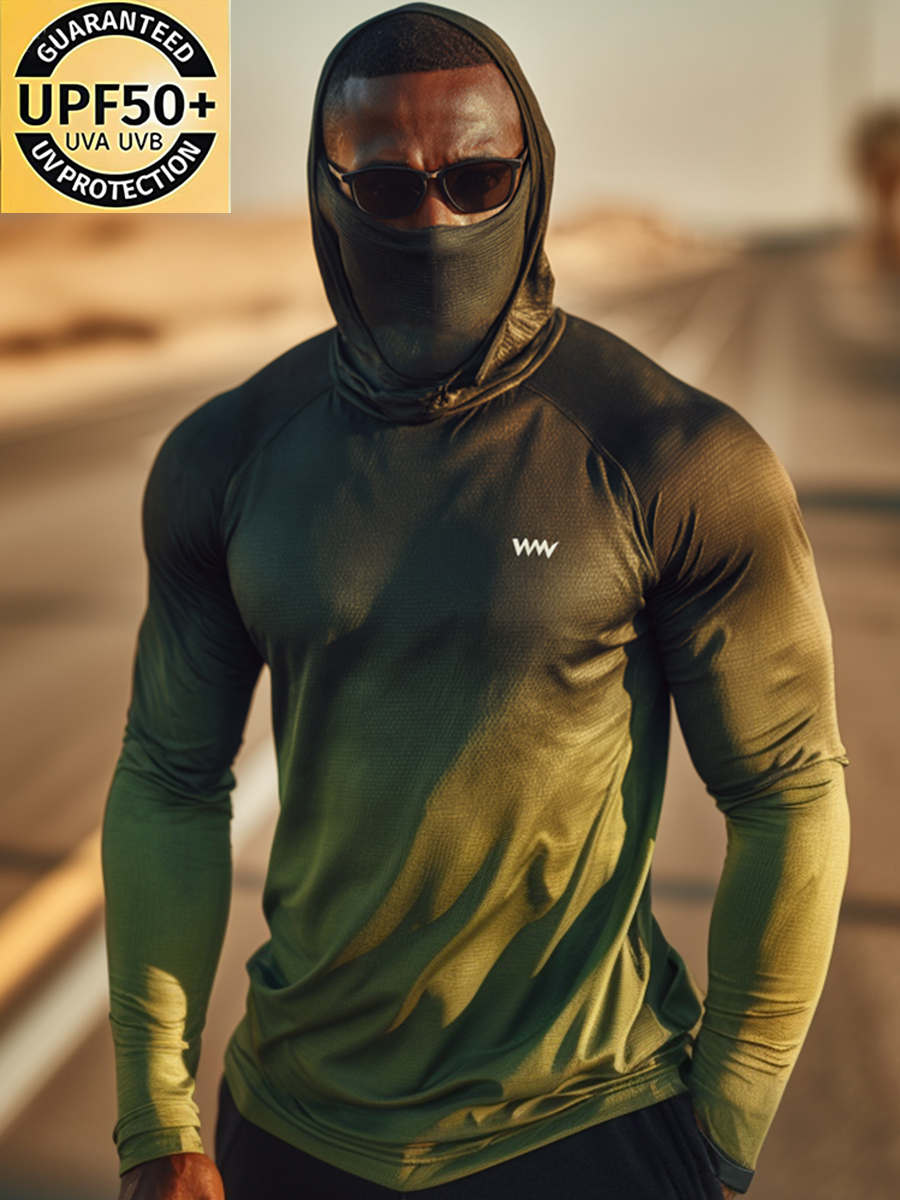 Men's Cool Breathable Olive Green Sun Hoodie-SunSeaUp