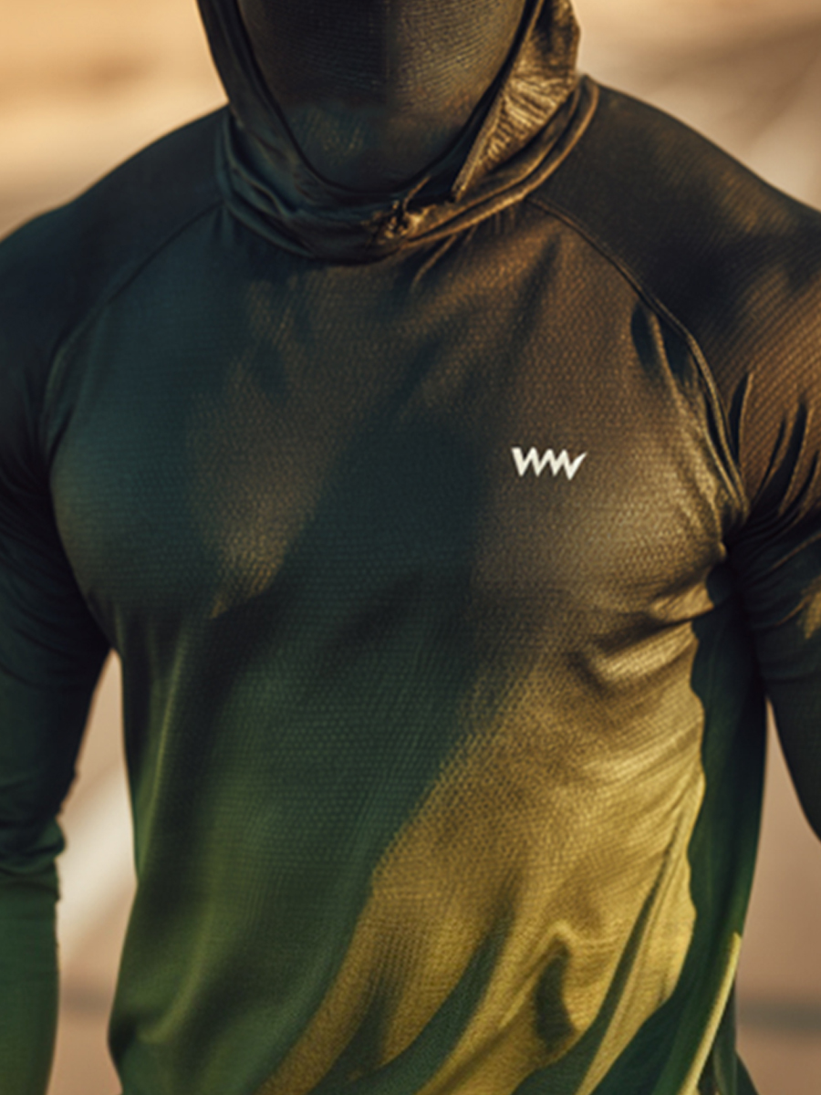 Men's Cool Breathable Olive Green Sun Hoodie-SunSeaUp