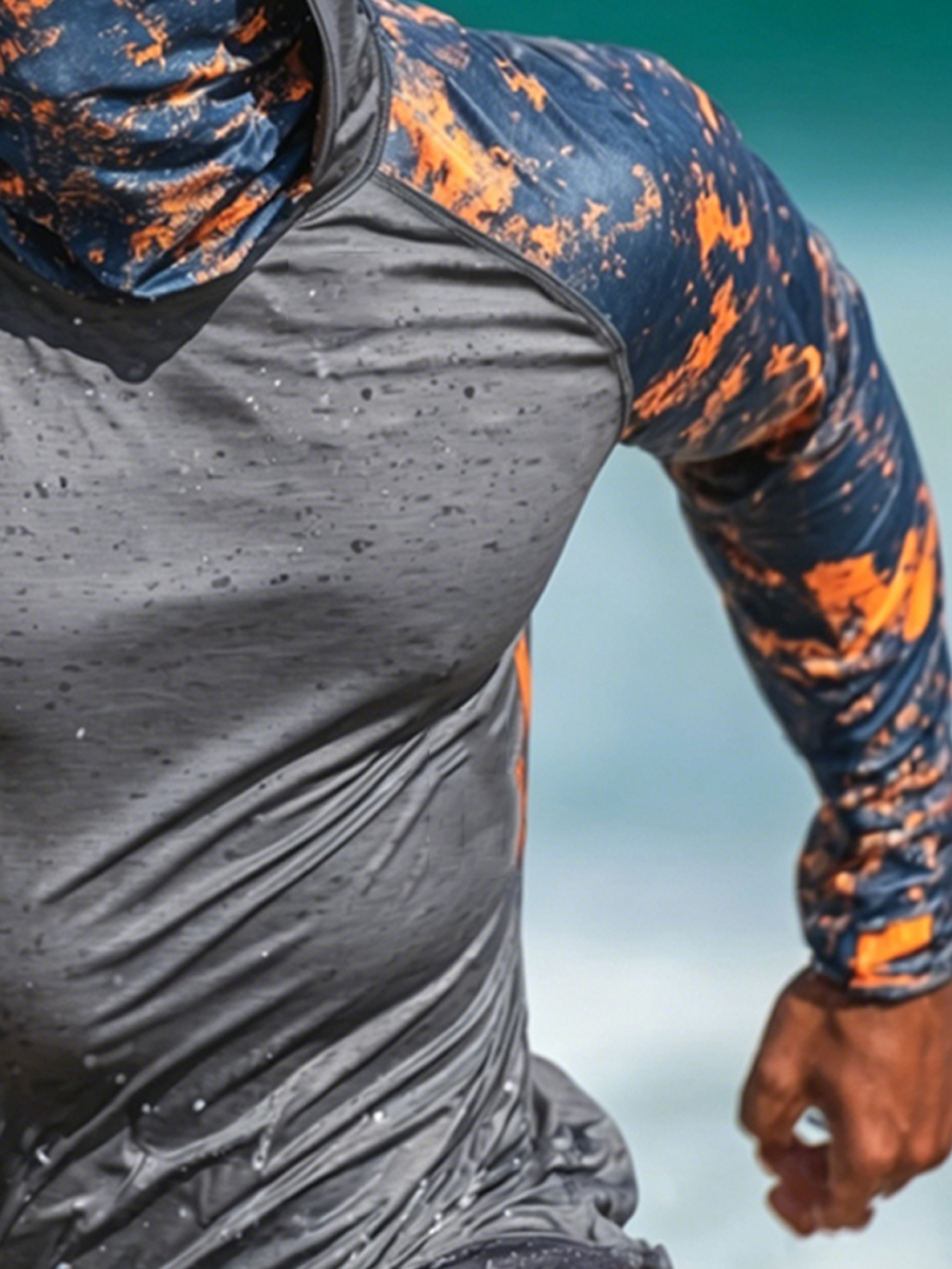 Men'S Colorful Camouflage Print Breathable UPF 50+ Sun Protection Hoodie-SunSeaUp