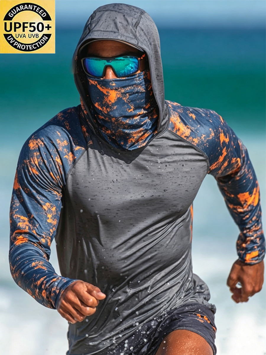 Men'S Colorful Camouflage Print Breathable UPF 50+ Sun Protection Hoodie-SunSeaUp