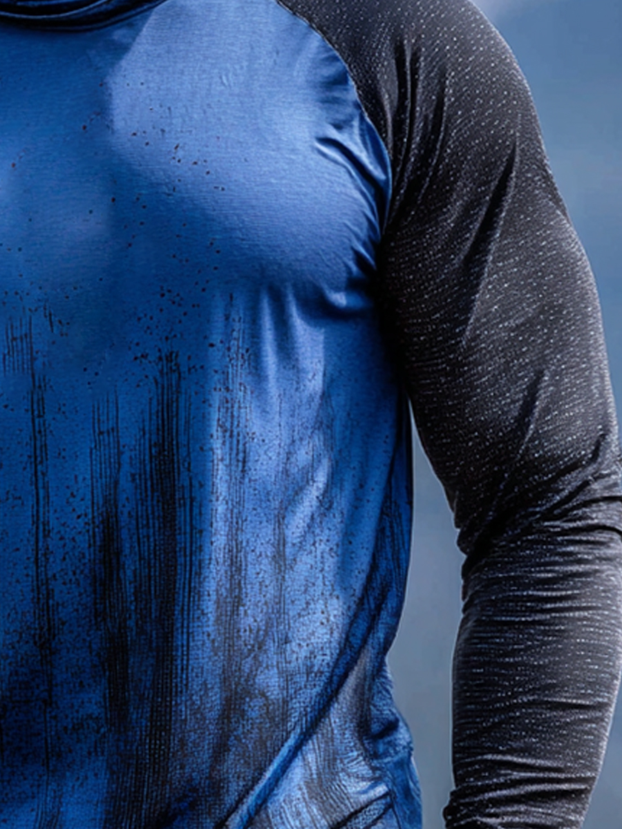 Men's Gradient Splatter Cool Quick-Dry Moisture-Wicking Hooded-SunSeaUp