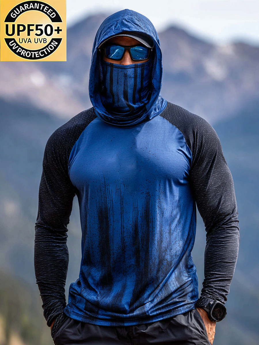 Men's Gradient Splatter Cool Quick-Dry Moisture-Wicking Hooded-SunSeaUp