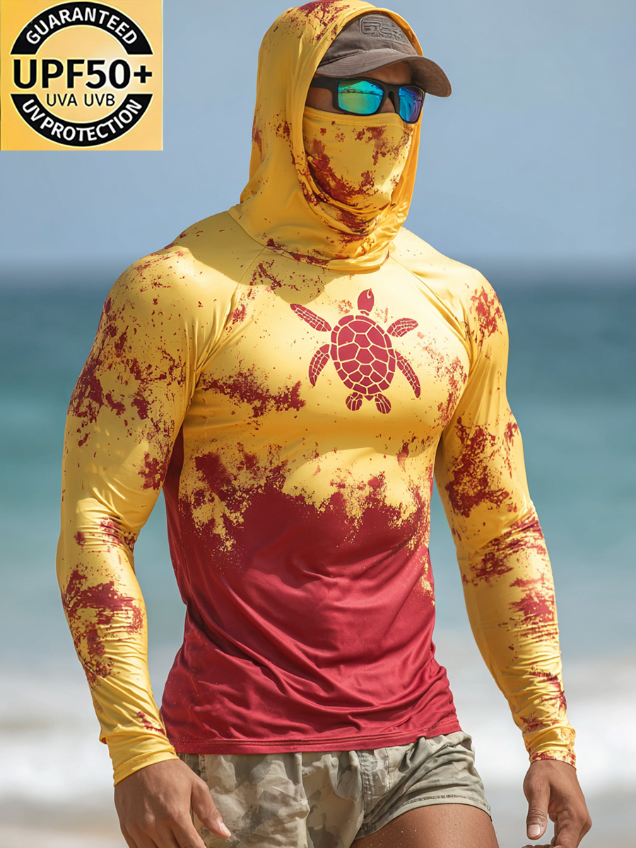 Men's Red Turtle Graphic Cool Quick-Dry Moisture-Wicking Hooded-SunSeaUp