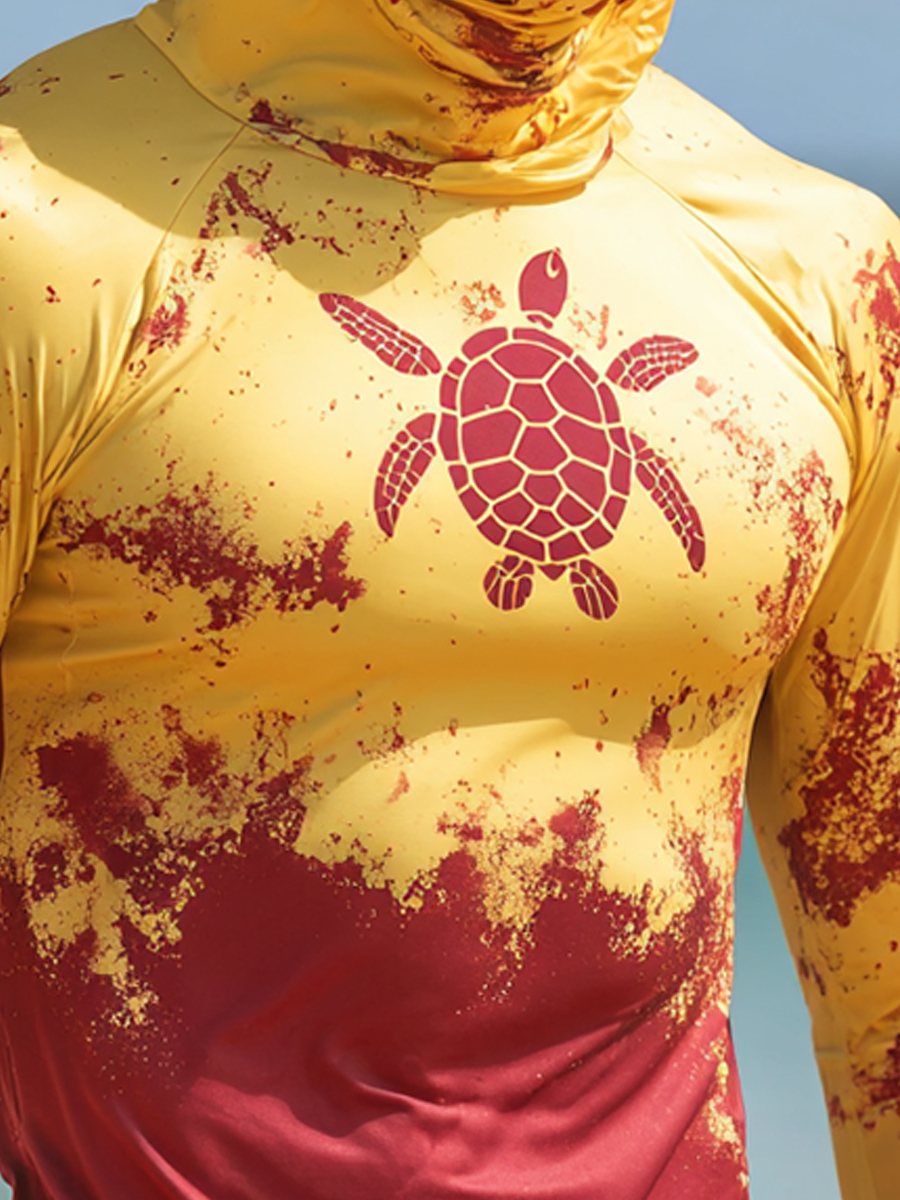 Men's Red Turtle Graphic Cool Quick-Dry Moisture-Wicking Hooded-SunSeaUp