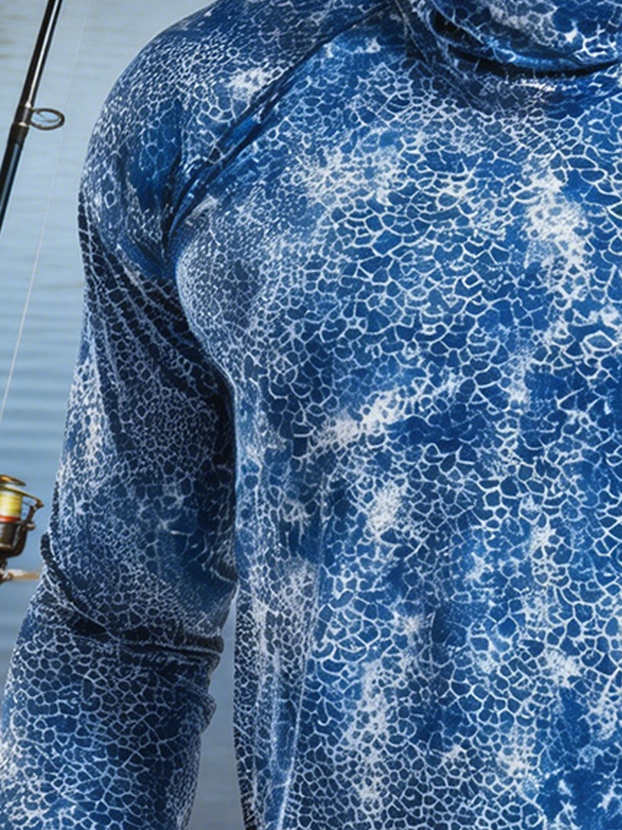 Men's Ocean Camouflage Pattern Ultra-Cool Breathable Hooded-SunSeaUp