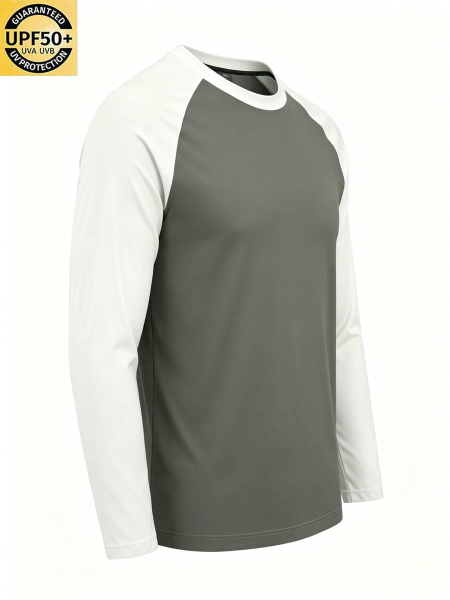 Men's Retro Raglan Sleeve Bass Fishing Print Sun Protection T-Shirt-SunSeaUp