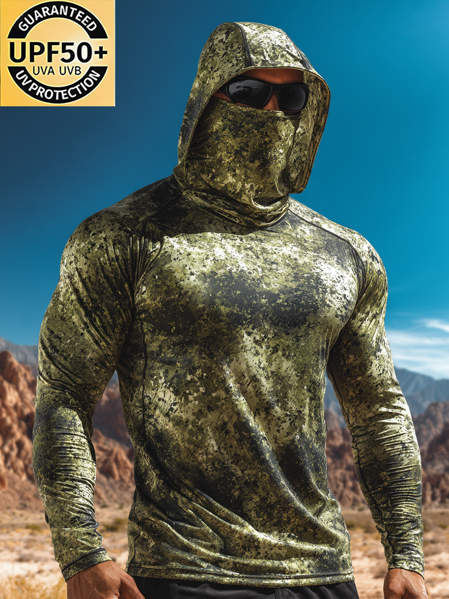 Men's Desert Camouflage Pattern Ultra-Cool Breathable Hooded-SunSeaUp