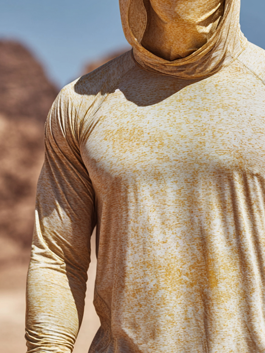 Men's Desert Print Cool Breathable Yellow Hooded-SunSeaUp