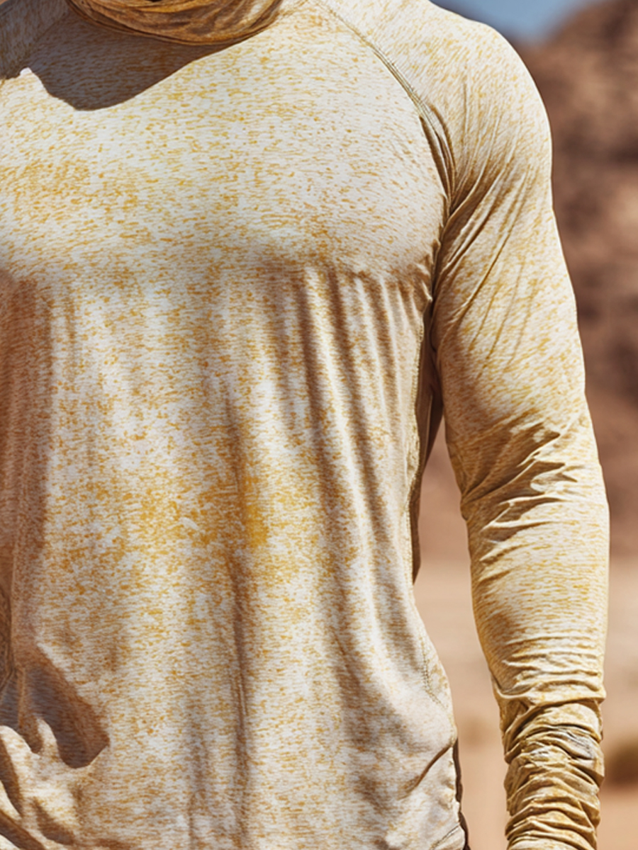 Men's Desert Print Cool Breathable Yellow Hooded-SunSeaUp