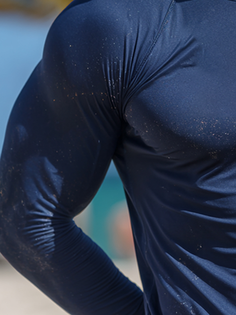 Men's "Solid Navy Blue" Print Cool Breathable Hooded-SunSeaUp