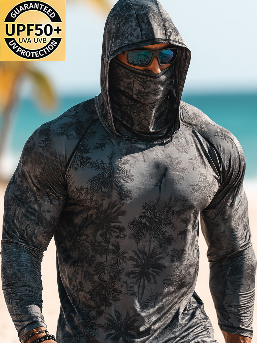 Men's Night Tropical Pattern Ultra-Cool Breathable Hooded-SunSeaUp
