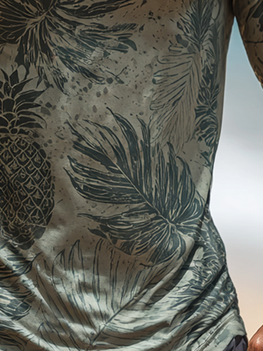 Men's Olive Tropical Camouflage Pattern Ultra-Cool Breathable Hooded-SunSeaUp