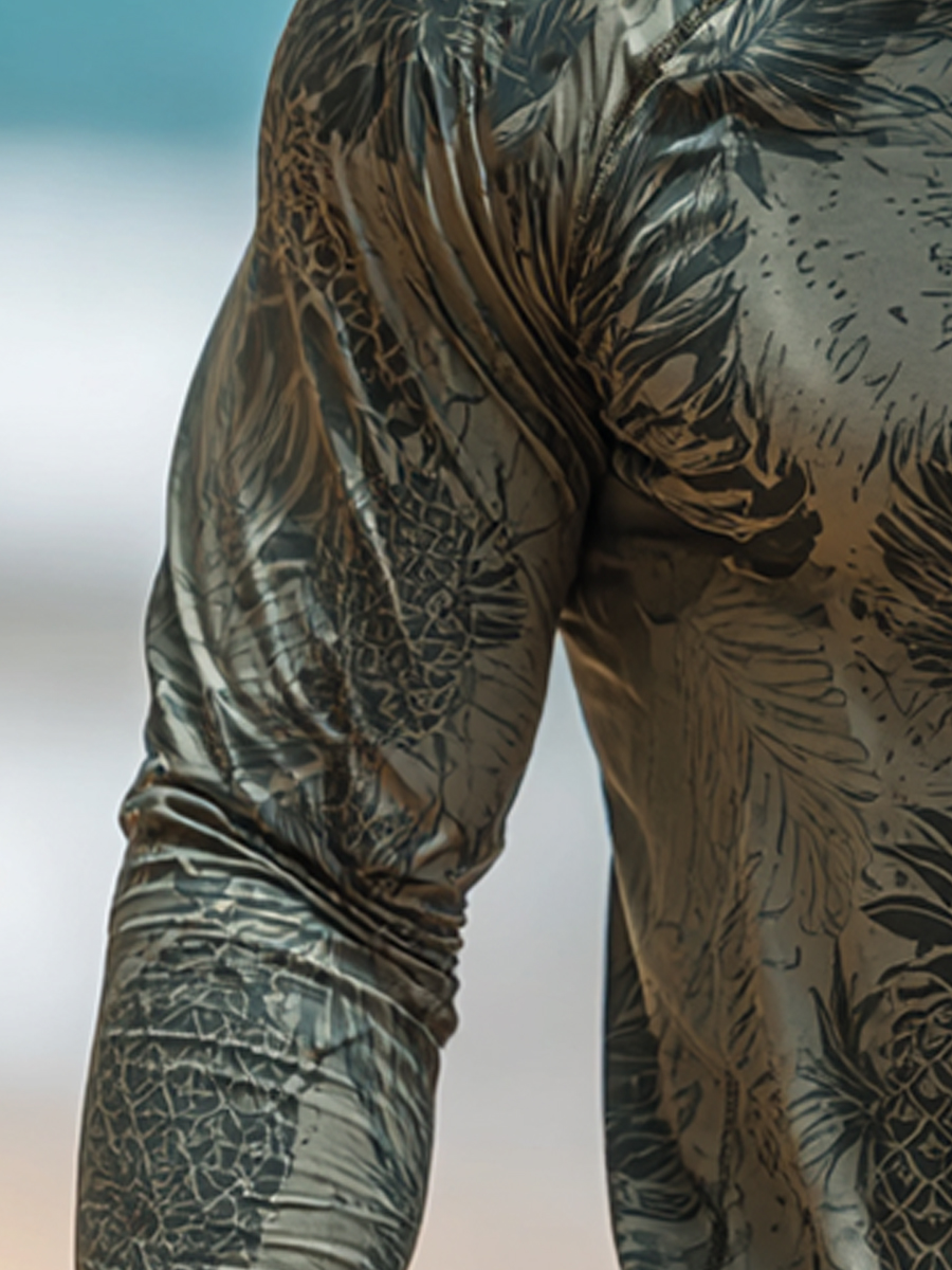 Men's Olive Tropical Camouflage Pattern Ultra-Cool Breathable Hooded-SunSeaUp