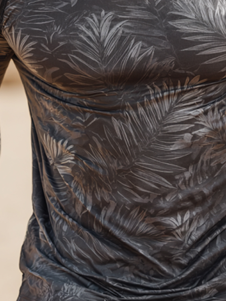 Men'S All-Over Floral Print Breathable Long-Sleeved Hooded Sun Protection Shirt-SunSeaUp