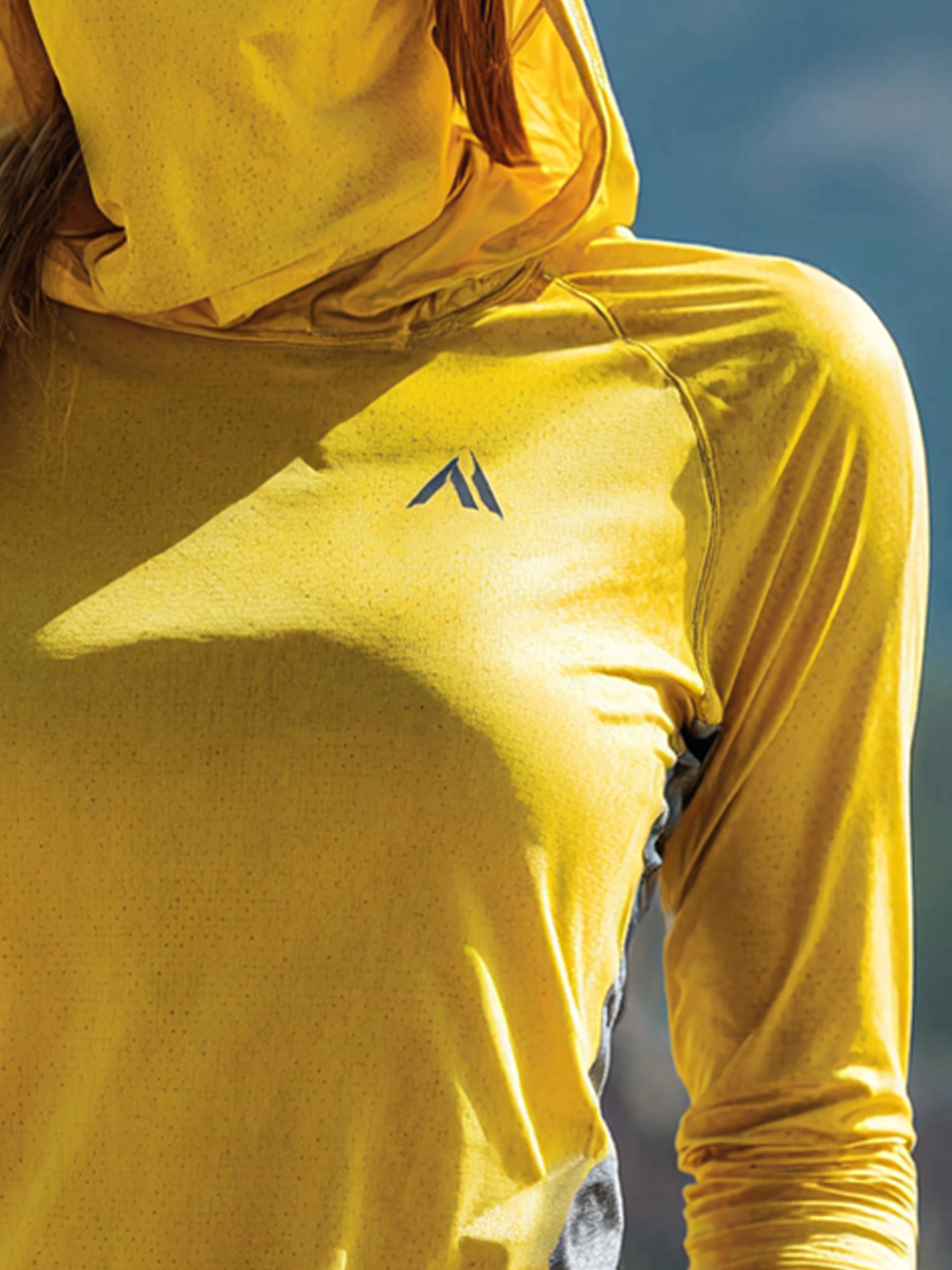 Women's Mountain Geometric Lines Dot Texture Print Cool Breathable Sun Protection Hoodie-SunSeaUp