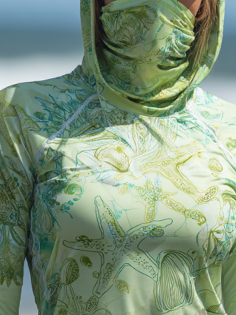 Women's Ocean Starfish Shell Print Cool Breathable Sun Protection Hoodie-SunSeaUp