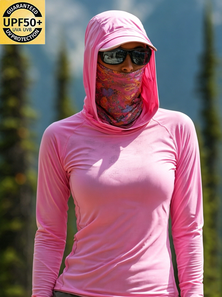Women's Solid Color Cool Breathable Sun Protection Hoodie-SunSeaUp