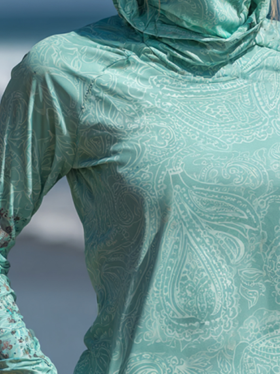 Women's Vintage Paisley Print Cool Breathable Sun Protection Hoodie-SunSeaUp