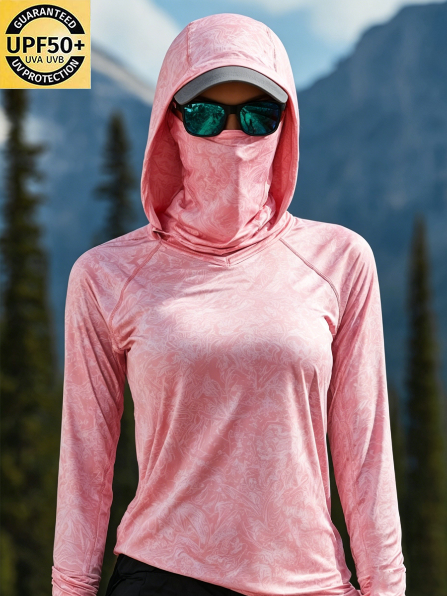 Women's All Over Botanical Print Cool Breathable Sun Protection Hoodie-SunSeaUp