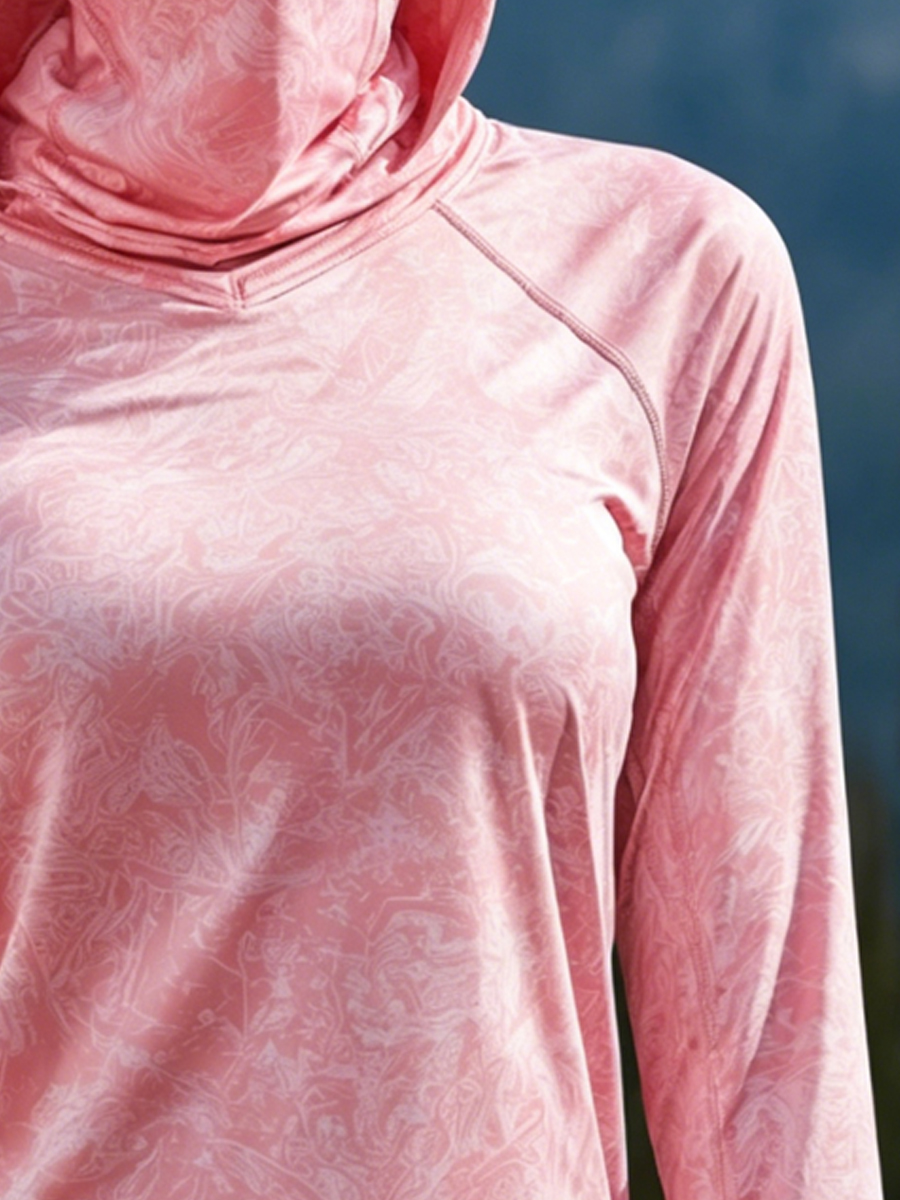 Women's All Over Botanical Print Cool Breathable Sun Protection Hoodie-SunSeaUp
