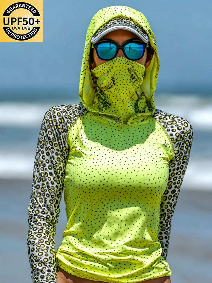 Women's Retro Leopard Dots Print Cool Breathable Sun Protection Hoodie-SunSeaUp