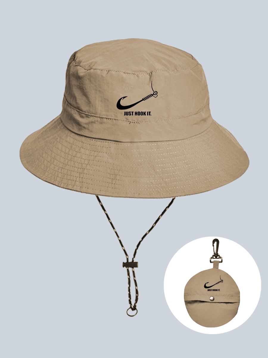 Just Hook It Fishhook Graphic Foldable Sun Protection Fisherman Hat