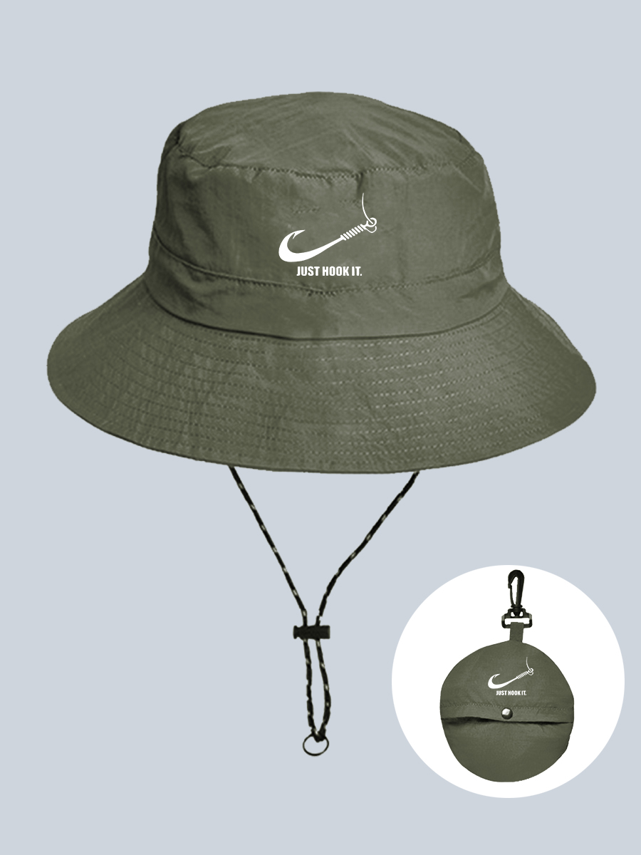 Just Hook It Fishhook Graphic Foldable Sun Protection Fisherman Hat
