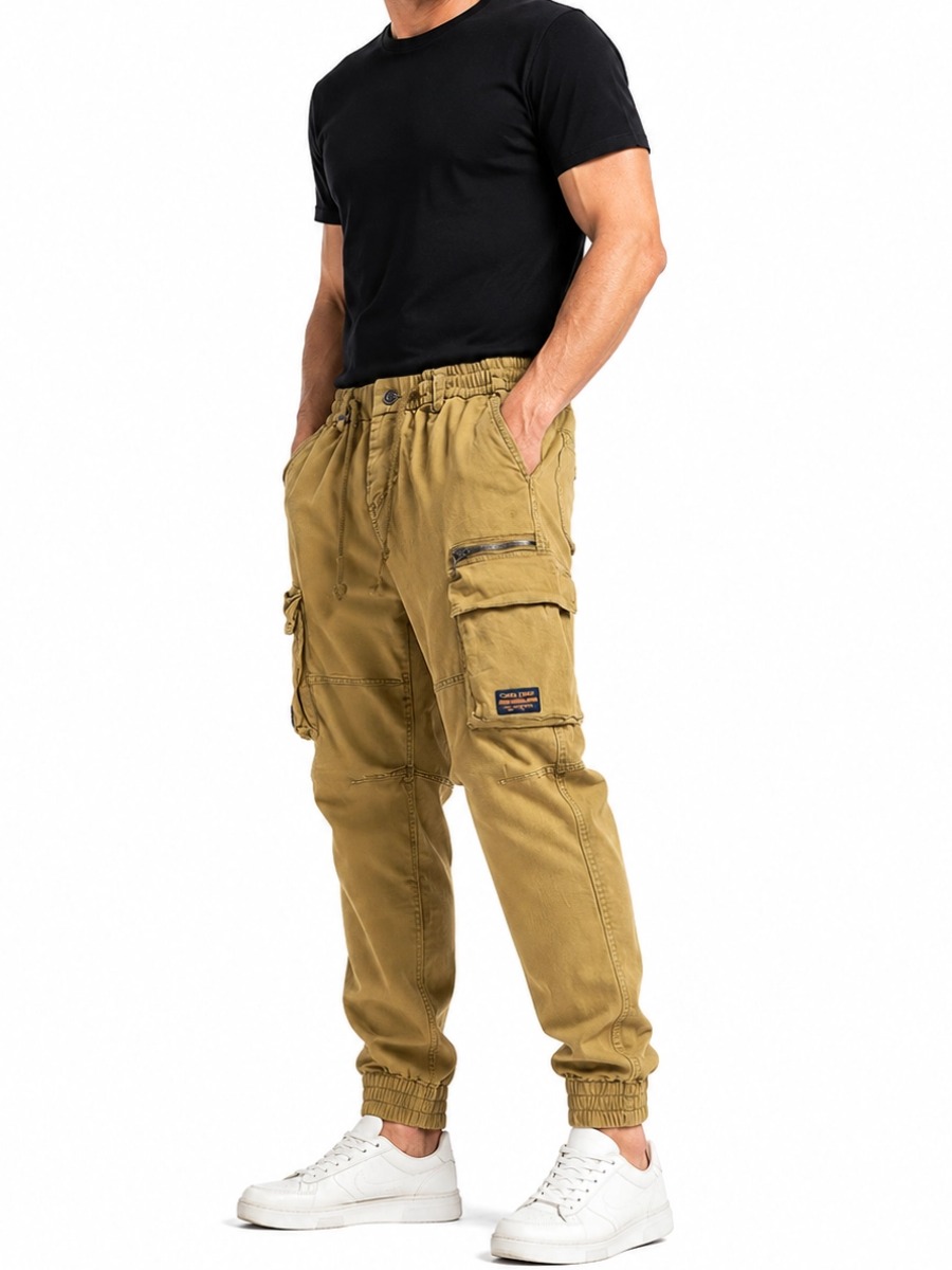 Men'S Outdoor Hiking Khaki Cargo Pants - Durable Multi-Pocket Work Pants