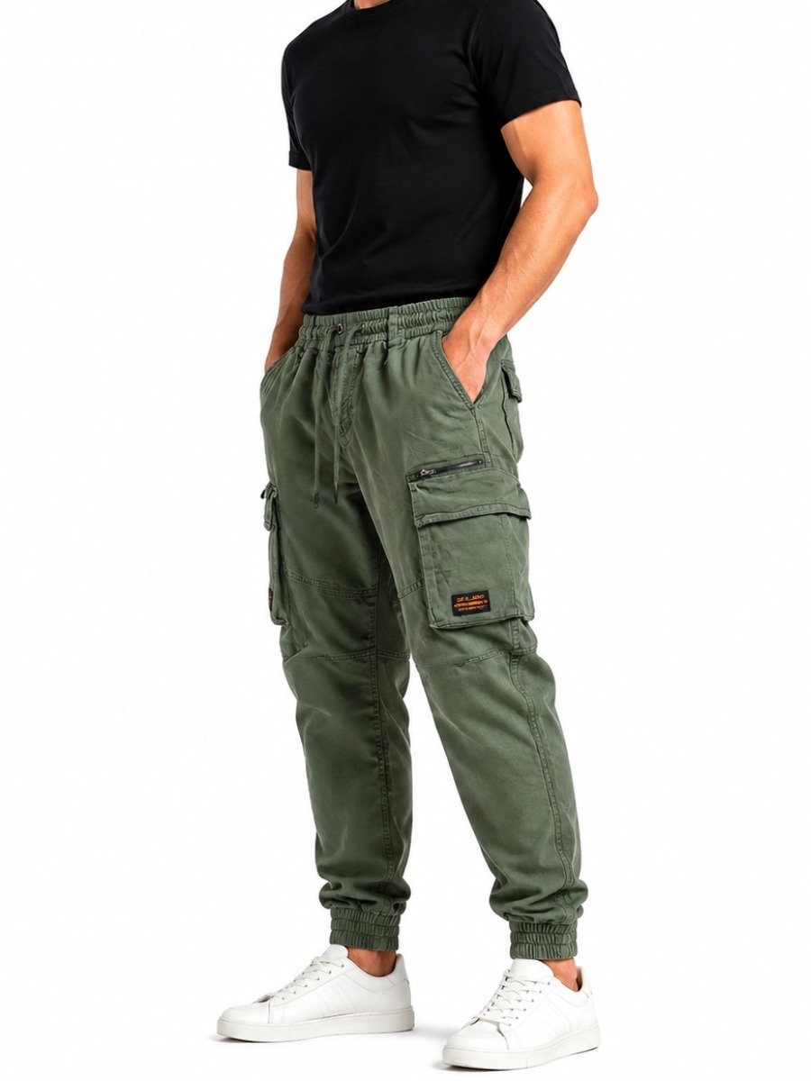 Men'S Outdoor Hiking Green Cargo Pants - Durable Multi-Pocket Work Pants