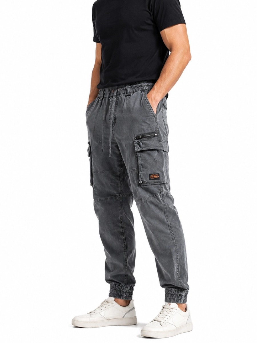 Men'S Outdoor Hiking Grey Cargo Pants - Durable Multi-Pocket Work Pants