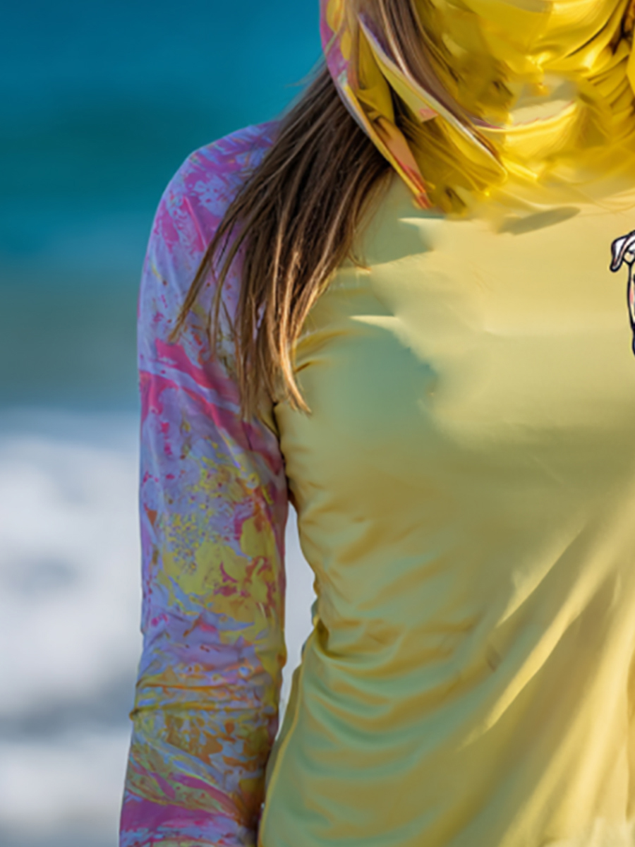Women's Minimalist Bulldog Head Paint Splatter Gradient Print Hooded Sun Protection Jacket