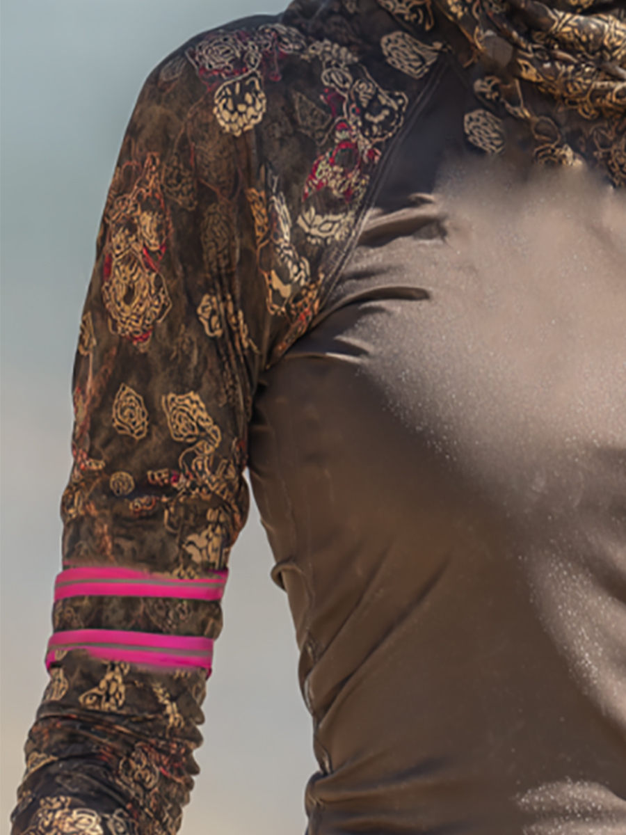 Women's Vintage Baroque Floral Print Hooded Sun Protection Jacket