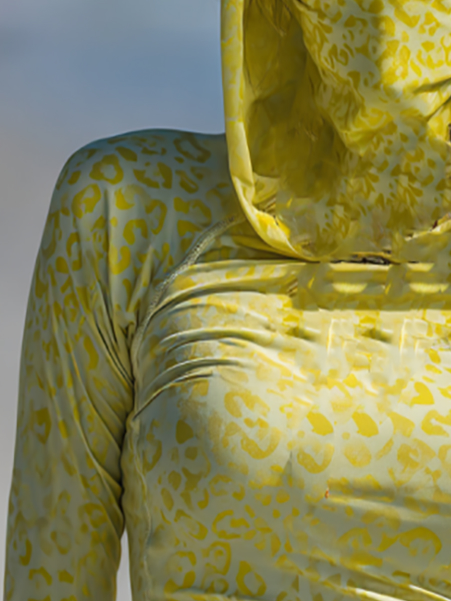 Women's Distressed Leopard Animal Print Hooded Sun Protection Jacket