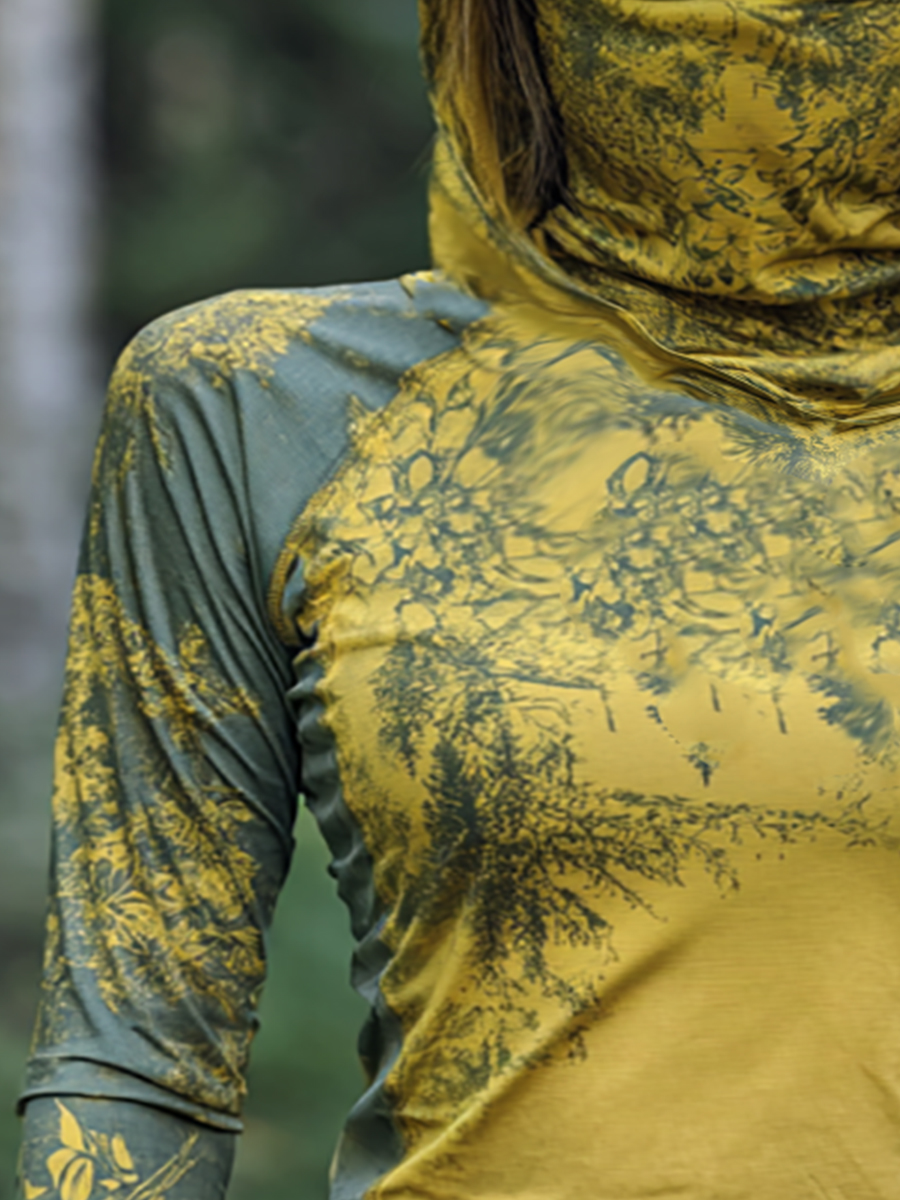 Women's Contrasting Retro Grunge Flower Print Hooded Sun Protection Jacket