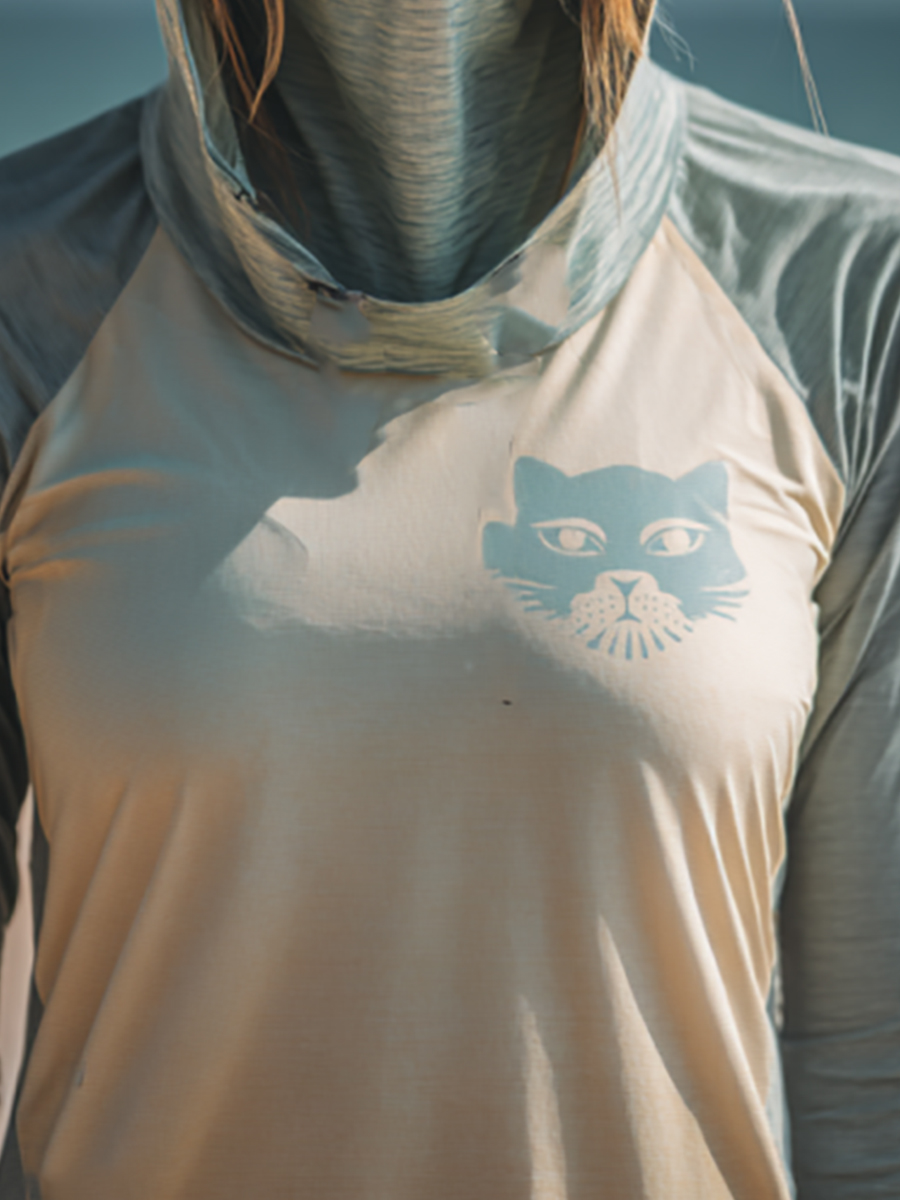 Women's Minimalist Color Blocking Cat Print Hooded Sun Protection Jacket