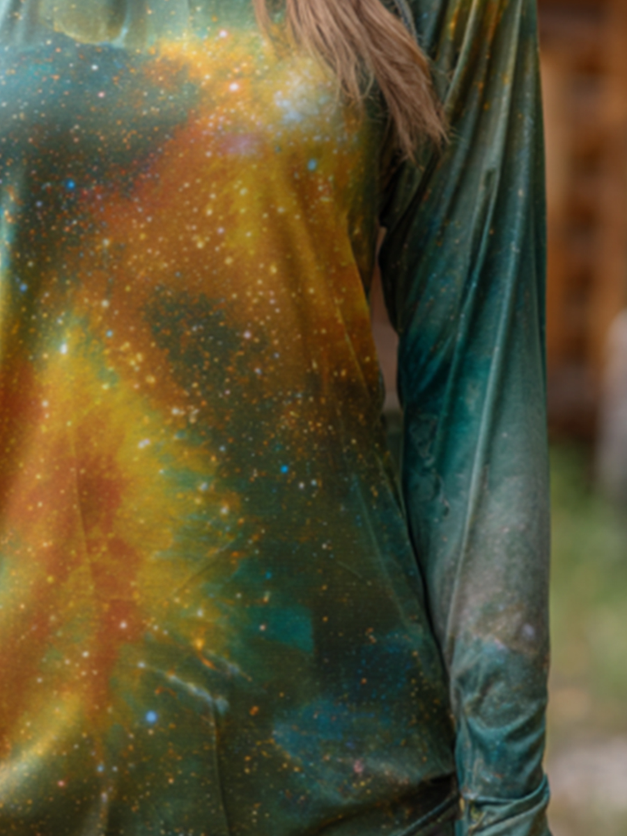 Women's Vintage Ink Splash Dot Gradient Grunge Print Hooded Sun Protection Jacket