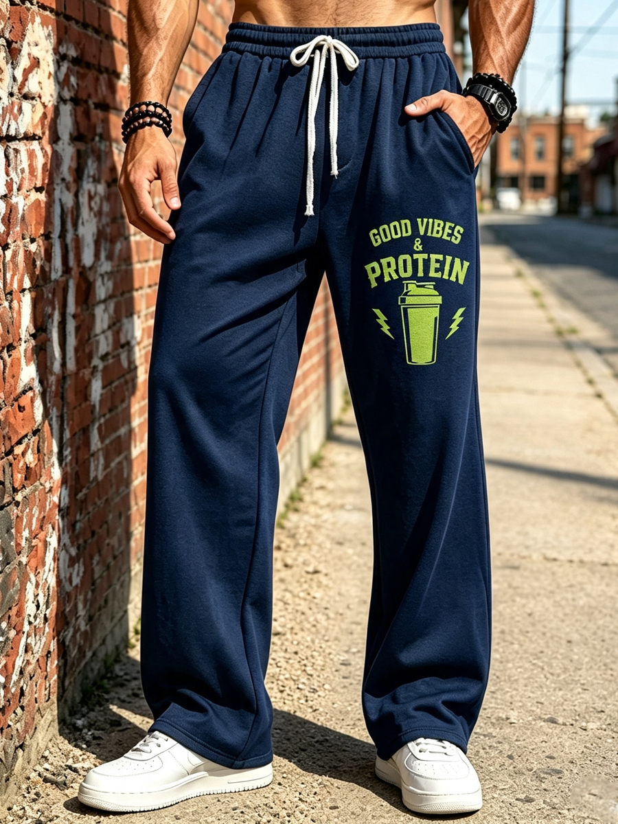 Men's Good Vibes Protein Shake Graphic Print Pants